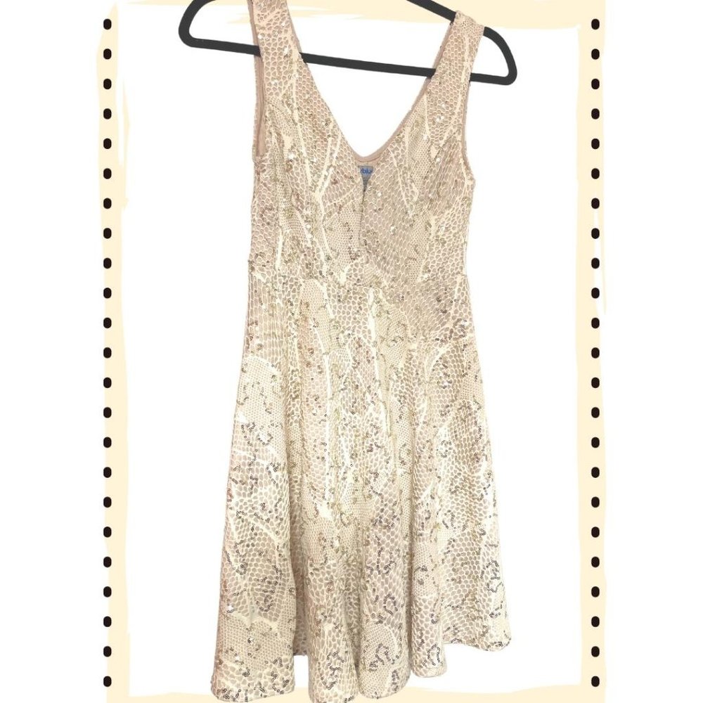 {Bailey Blue} Ivory Sequin Mini Cocktail Dress